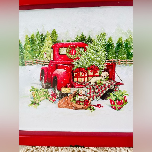 *Red Truck Metal Christmas Tray, 13.5”x9” - Picture 5 of 15